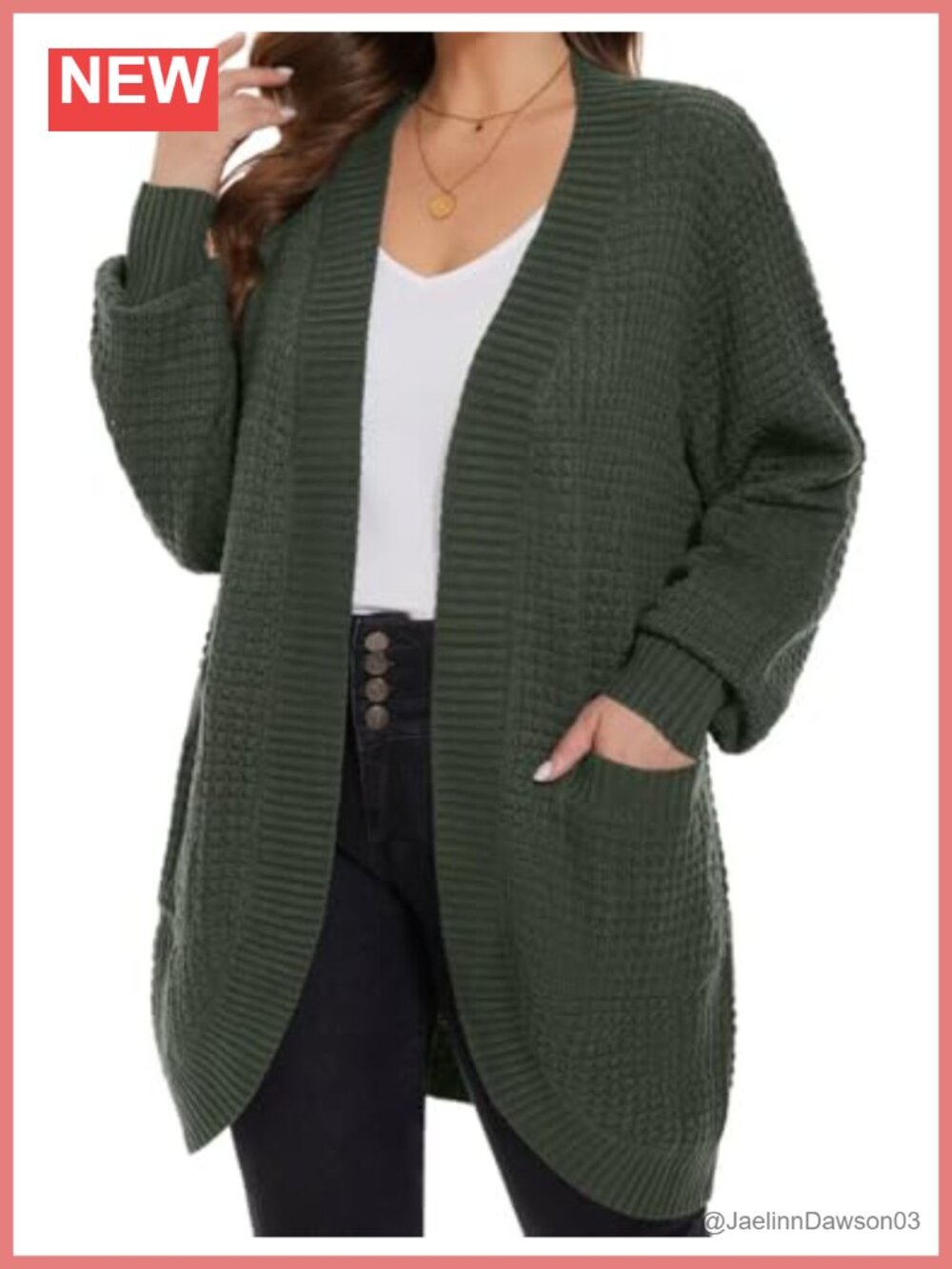 Womens Plus Size Open Front Cardigan Waffle Knit Long Sleeve Sweater